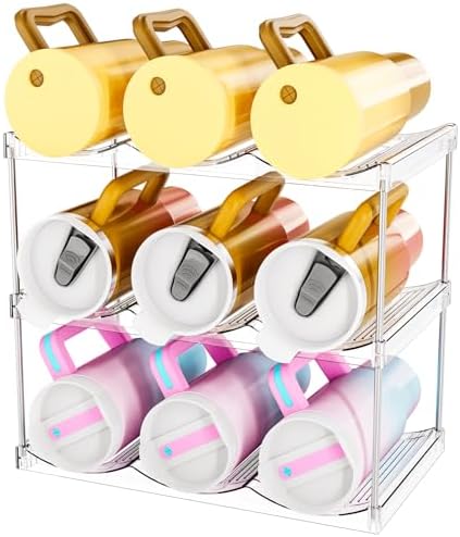 Stackable Water Bottle Organizer for Cabinet,3 Tier Water Bottle