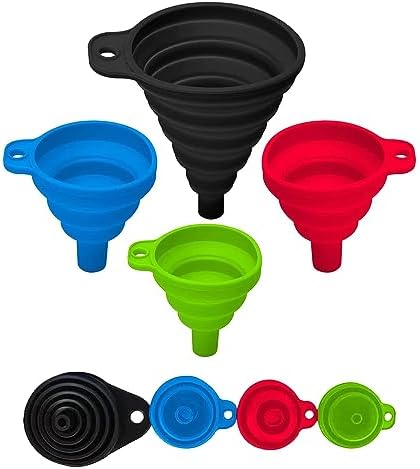 Set of 4 Silicone Collapsible Kitchen Funnel - X-Small to Large Sizes