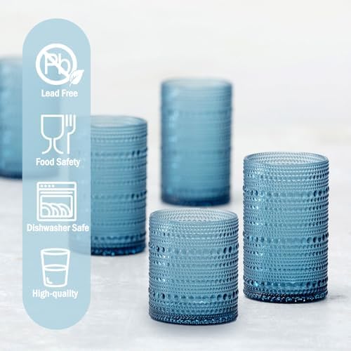 Hobnail Drinking Glasses with Straws, 15oz&12oz Vintage Glassware Set