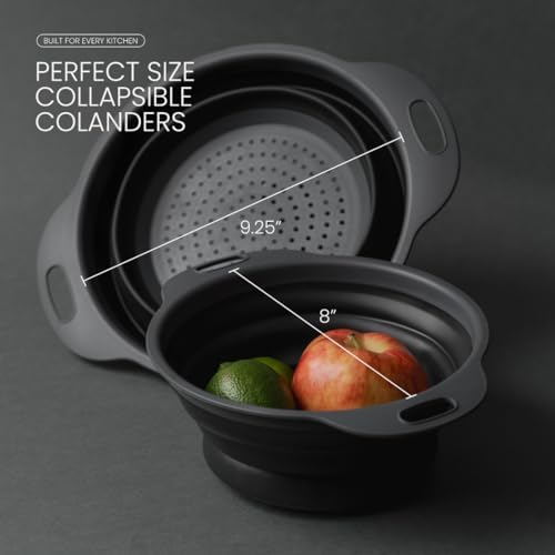 Collapsible Colander | 2-Pack Black Collapsible Strainer for Pasta