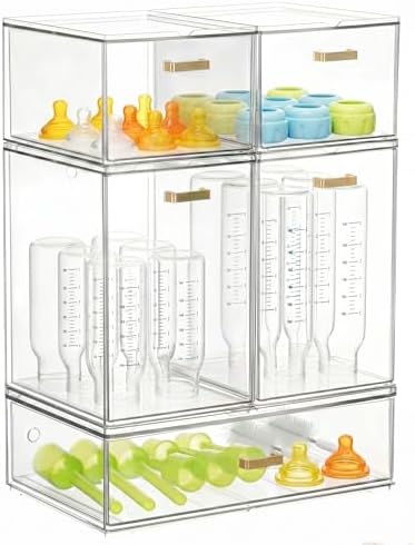 LALOBLUE Stackable Clear Acrylic Drawer Baby Bottle Makeup Organizer