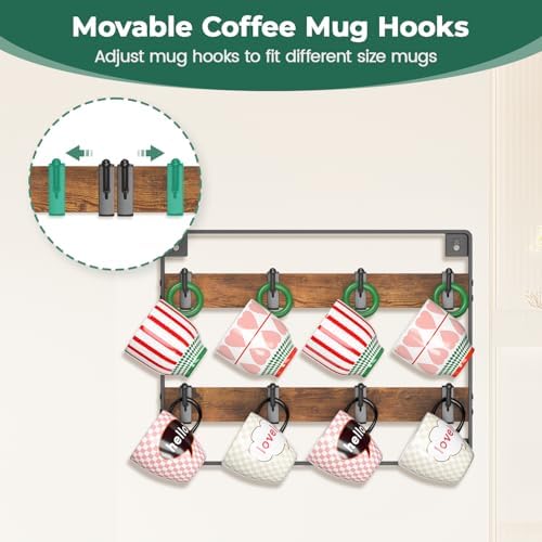 EsLuker.ly Mug Holder Hanger Cup Display Rack Wall Mounted, 3 Pack