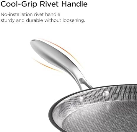 COOKER KING 9.5" Crepe Pan Nonstick, 3-Ply Stainless Steel Omelet