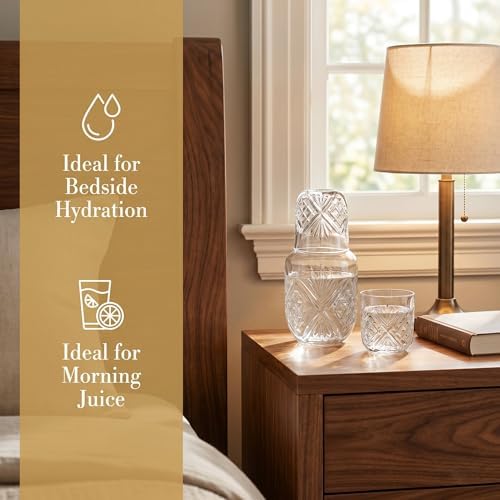 4 Pieces Bedside Water Carafe and Glass Set for Bedroom Nightstand