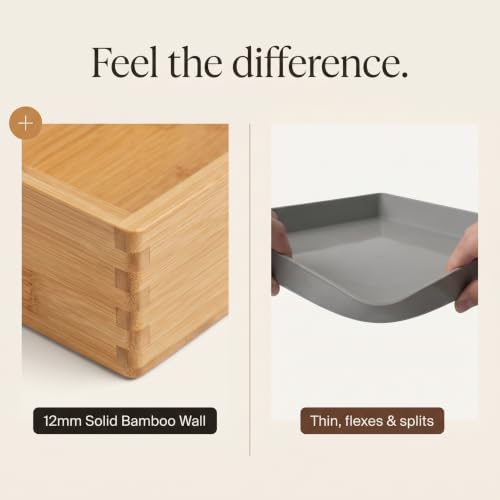 Bamboo Drawer Organizer Boxes - Non-Slip Utensil & Storage Tray