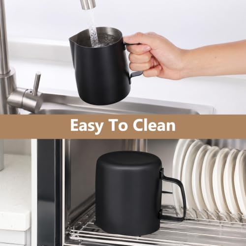2 Pack 12oz & 20oz Matte Black Milk Frothing Pitcher Set With Latte