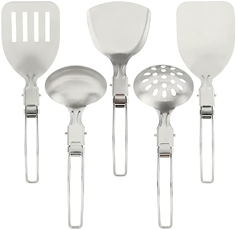 Camping Kitchen Utensil Set, 5Pcs Portable Foldable Stainless Steel