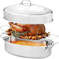 Roasting Pan With Rack and Lid,22INCH Oval Stainless Steel Turkey