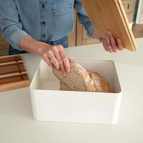 ZICOTO Beautiful Bread Box With Wooden Lid For Your Kitchen Countertop