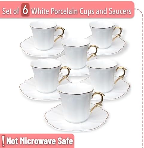 BTaT- Porcelain Espresso Cups Set, 3 oz, 6 Set, Small Coffee Mugs