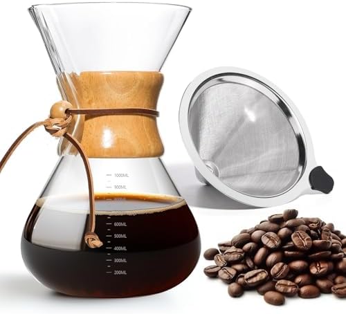 34 OZ Borosilicate Glass Pour Over Coffee Maker