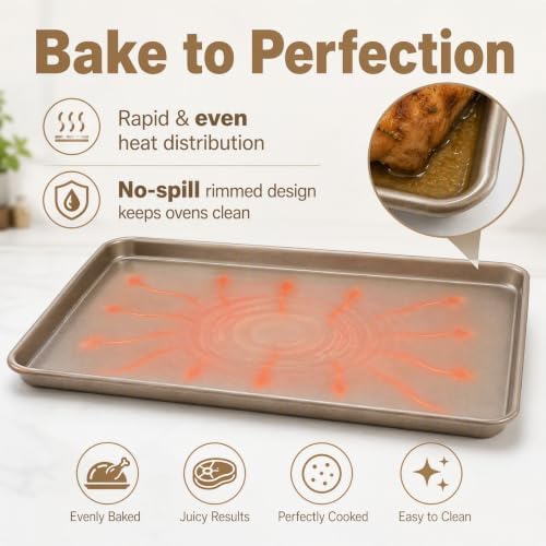 Nicunom 2 Pack Cookie Half Sheets for Baking, Nonstick Baking Sheet
