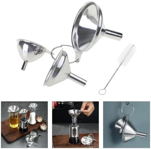 3Pcs Stainless Steel Kitchen Funnel Set Food Grade Metal Small Oil