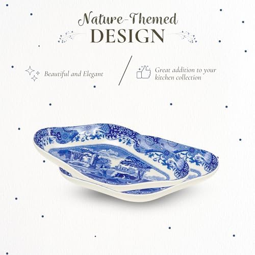 Spode Blue Italian Pickle Dishes, Set of 2 - Countryside & Scroll