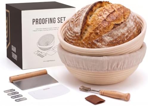 Kook Banneton Bread Proofing Set, Artisan Sourdough Bread Making Kit