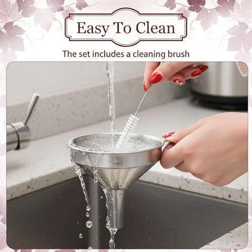 9 Pack Stainless Steel Kitchen Funnel Set, Including 5 Sizes of