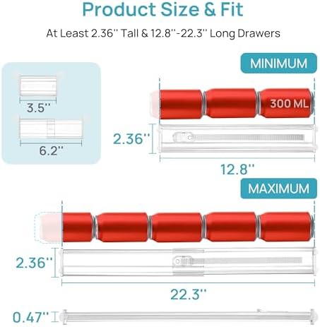 Vtopmart 2.36” Drawer Dividers with Expandable Inserts and 10 Pcs