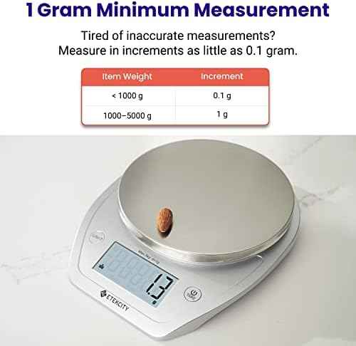 Etekcity 0.1g Food Kitchen Scale, Bowl, Digital Grams and Ounces for