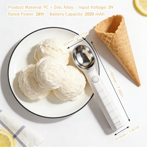 Heated Ice Cream Scoop Rechargeable Ice Cream Scooper with ON/OFF