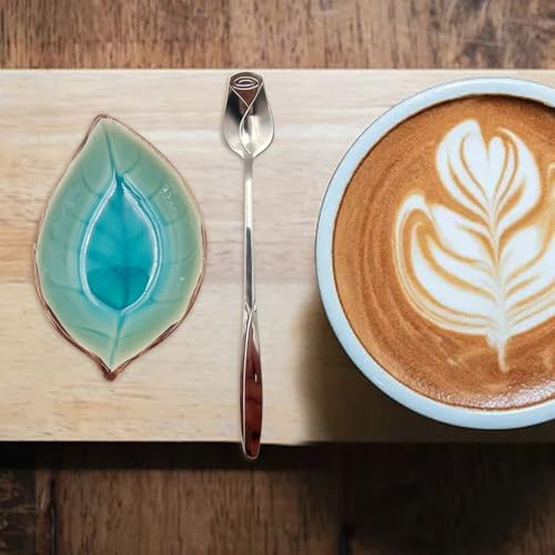 2 Pack Coffee Spoon and Leaf Rest Set, Ice Cracks Leaf Ladle Holder