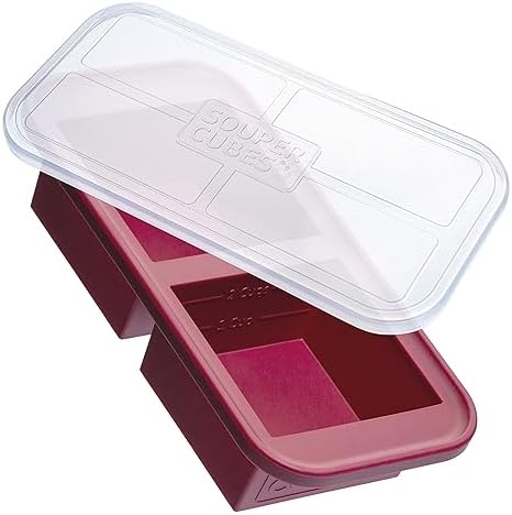 Souper Cubes 2 Cup Freezer Tray with Lid, Cranberry, 1-Pack