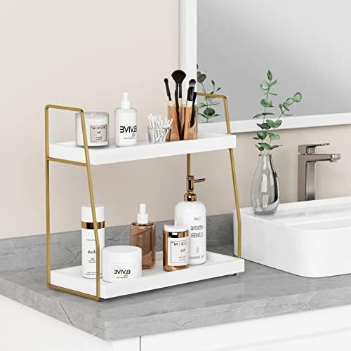 Forbena Bathroom Counter Organizer, White Gold