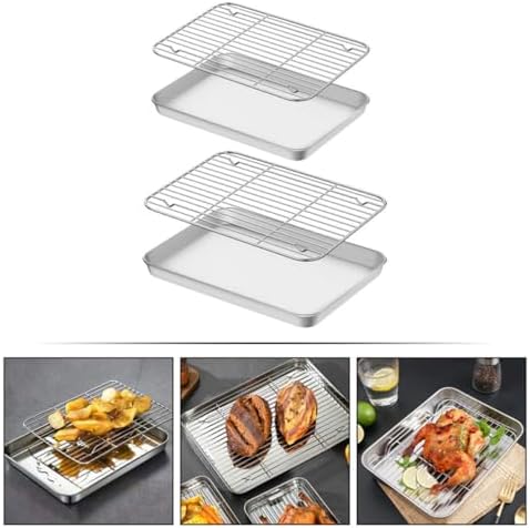 Baking Sheet Set, 2 Sets with Cooling Rack Stainless Steel Pan