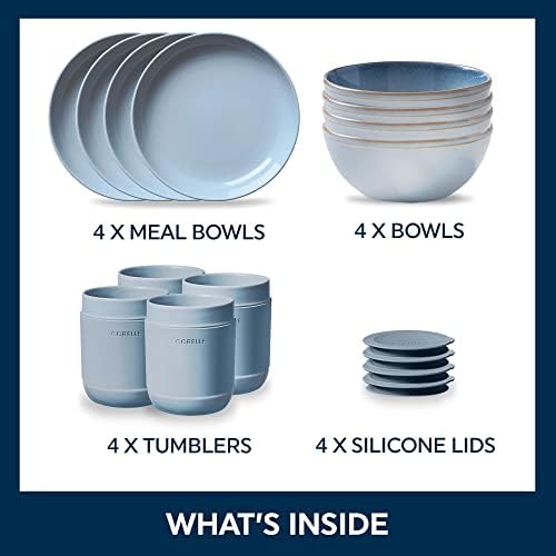 Corelle Stoneware Dinnerware Set, Handmade Reactive & Solid Glazed