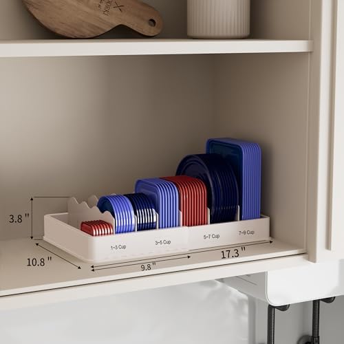 SWOMMOLY Expandable Food Container Lid Organizer for Kitchen Cabinet