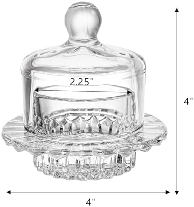Frcctre 2 Pack Glass Butter Dish, Small Round Glass Butter Keeper with