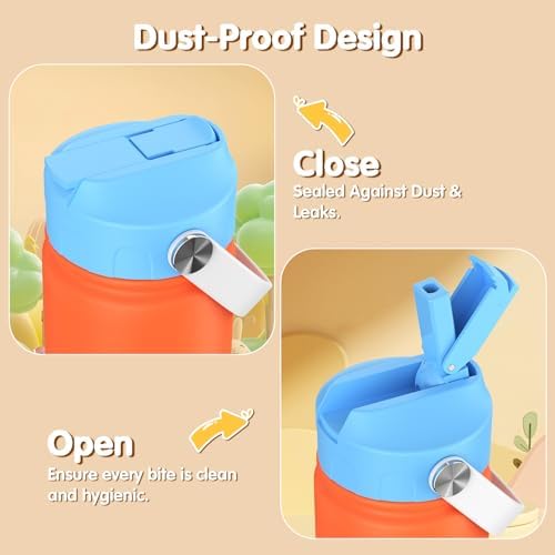 18oz Kids Insulated Water Bottle, 2 Pack Straw Cup