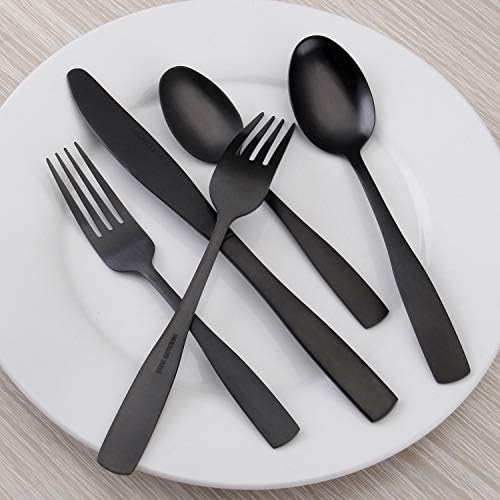 Matte Black Silverware Set, Satin Finish 20-Piece Stainless Steel