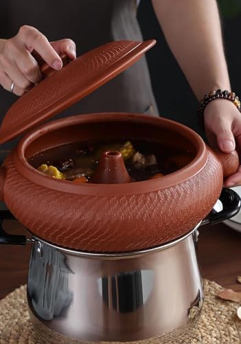 Traditional Yunnan Clay Casserole Steam Pot with Lid, 2700ML