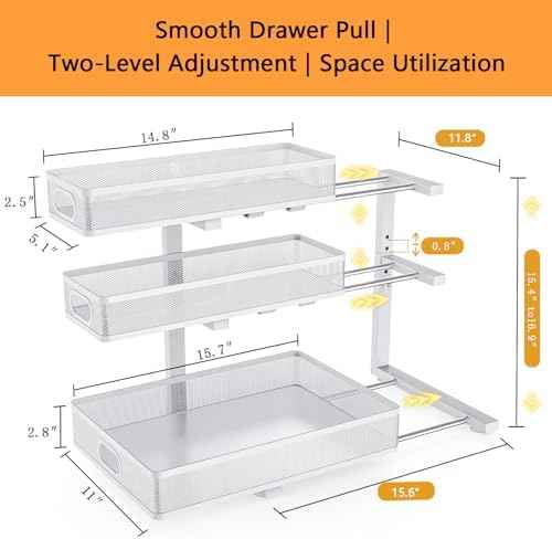 Under Sink Organizer, 2-Pack 3-tier Under Sink Storage Organizer