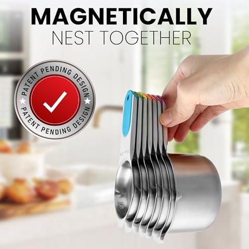 Spring Chef Stainless Steel Magnetic Measuring Cups, Set of 7 & Heavy