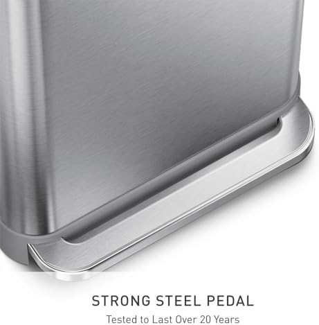 simplehuman Rectangular Step Can, 45L, Stainless Steel