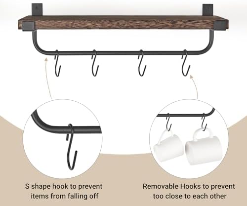 Mkono Coffee Bar Shelves, Wall Mounted Mug Rack, 2 Pack