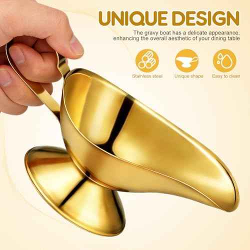 MAGICLULU Stainless Steel Gravy Boat with Pour Spout for Steak Sauce