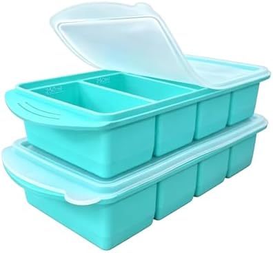Silicone Freezer Trays with Lid for Food- 4 Large 1-Cup (250ml)