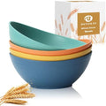 65 OZ Wheat Straw Bowls Set of 4, Large Unbreakable Salad Bowls