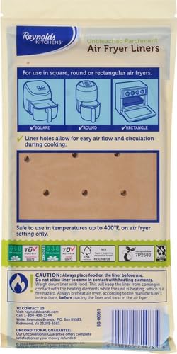 Reynolds Kitchens Air Fryer Liners Disposable, Unbleached Parchment Paper Sheets - Image 3