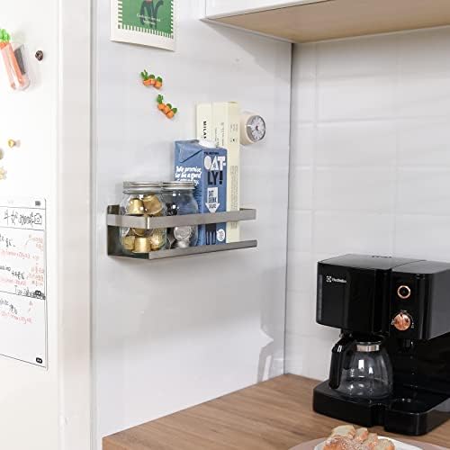 Magnetic Spice Rack for Refrigerator, Silver, 1 Pack