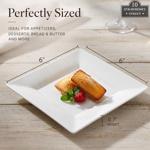 10 Strawberry Street Ceramic Simply White 6" Square Appetizer Plate