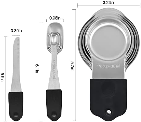 Magnetic Measuring Cups Set, 7 Pieces 18/8 Stainless Steel Stackable