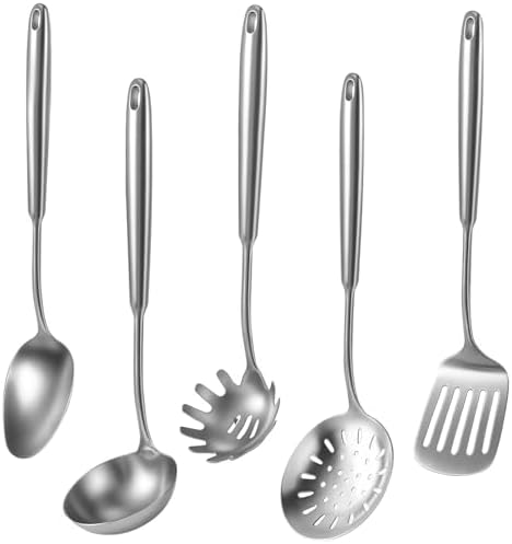 5 Pcs Newness Cooking Utensils Set, 304 Stainless Steel Kitchen