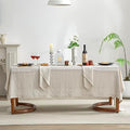 EVERLY Pure Linen Hemstitch Tablecloth,100% Stonewashed French Linen