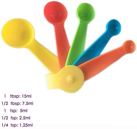 10 Pieces Plastic Measuring Cups and Spoons Set Colored for Kitchen