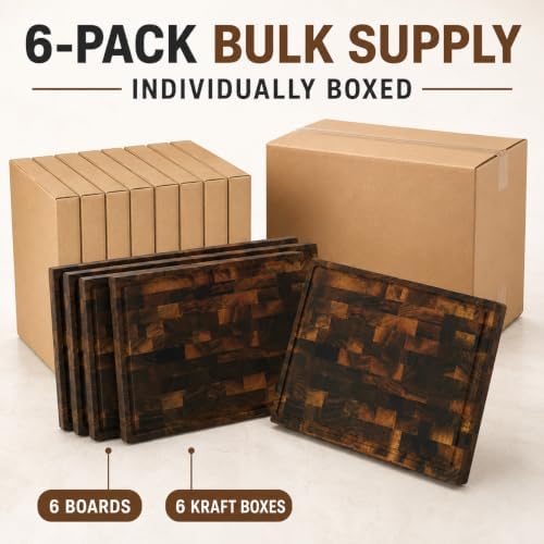 6-Pack Walnut End Grain Cutting Boards, 16.5-Inch