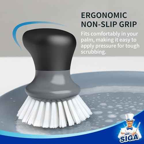 MR.SIGA Dish Scrub Brush, Gray, Pack of 2
