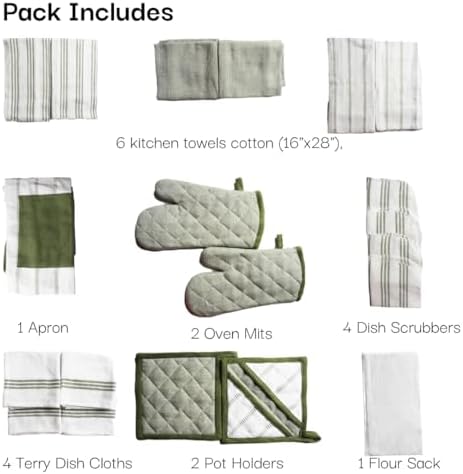 20Pc Kitchen Towels and Dishcloths Sets, Kitchen Essentials For Home